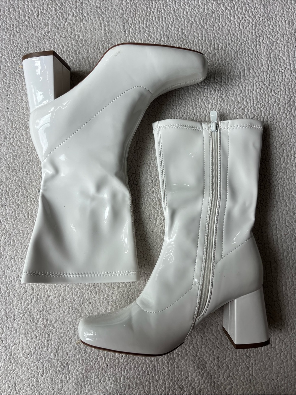 Dreampairs White Shiny Go Go Boots Heels Womens 8